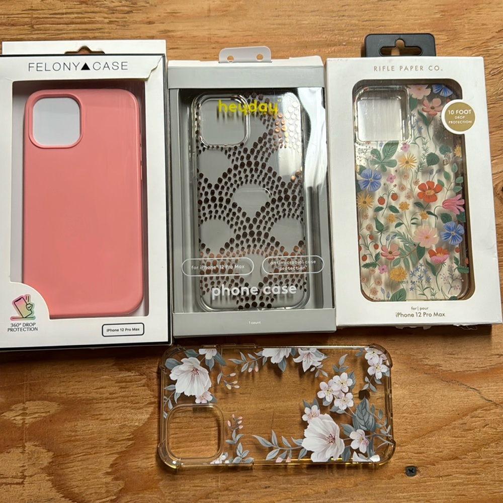 Lot of iPhone 12 pro max cases - Rifle Paper, Heyday, Felony Case